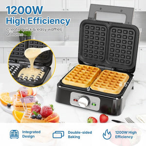 Belgian Waffle Iron - 2 Slices, Electric Waffle Maker