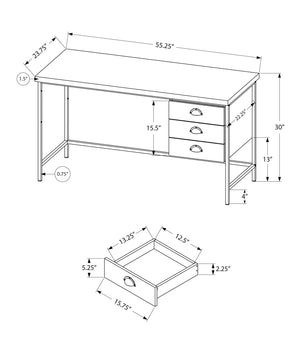 Computer Desk For Home Office, Laptop, 3 Storage Drawers, Contemporary & Modern