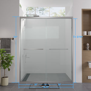 56-60"x74" Aluminum Frame Double Sliding Shower Door