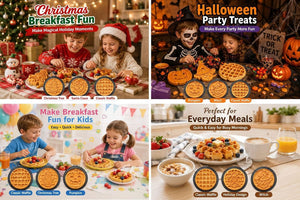 4" Kids Mini Waffle Maker - Waffle Iron with 6PCS Removable Plates