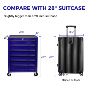 Rolling Metal Tool Chest with 6 Drawers, 20" Cabinet - Purple