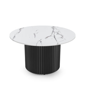 Coffee Table Set of 3 with Faux Marble Top and Metal Legs