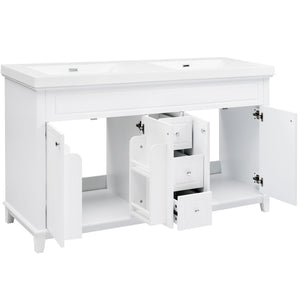 Bathroom Vanity With Double Sinks, 3 Drawers & 4 Doors - White