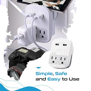 World-Way 6 Travel Adapter Kit | 2 USB + 2 US Outlets - Grounded (WPS-2B) - TRAPSKI