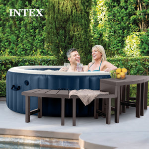 Intex PureSpa Plus Portable Inflatable Jet Spa & Medium PureSpa Benches (2 Pack)