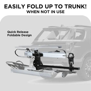 1-Bike Hitch E-bike Rack with Ramp, Folding Single Electric Bike Carrier, 100 LBS Capacity, Fits 2'' Receiver