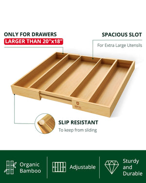 Utensil Drawer Organizer, Natural (5 Slots)