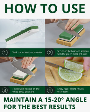 Whetstone Knife Sharpening Kit, White/Green