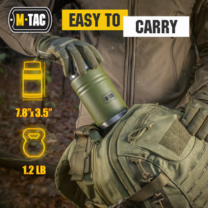 M-Tac Stainless 25 oz Thermos with folding spoon Olive - TRAPSKI