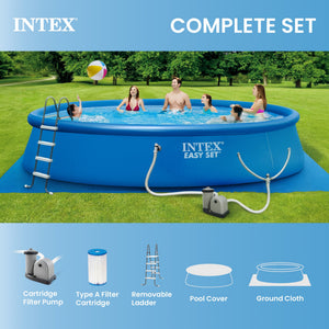 Round Above Ground Swimming Pool Set w/ Cleaning Maintenance Swimming Pool Kit