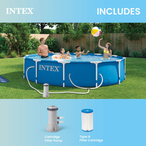 Intex 12' x 30" Metal Frame Swimming Pool w/ Filter Pump & Pool Maintenance Kit