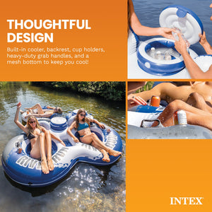 Intex River Run 2 Person  Inflatable Tube Raft Float with Cooler for Pool & Lake