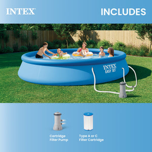 Intex Easy Set 15ft x 33in Inflatable Kid Family Swimming Pool with Filter Pump