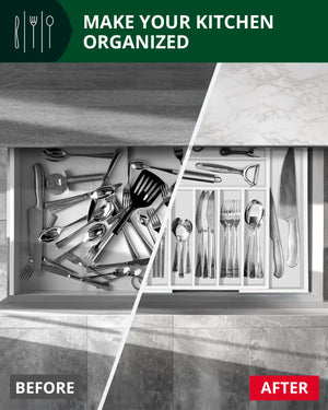 Silverware Drawer Organizer, White (9 Slots)