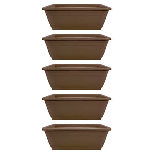 HC Companies 12-Inch Outdoor Plastic Deck Flower Planter Box, Chocolate (5 Pack)