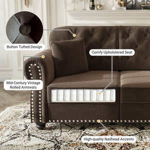 Upholstered 3 Seater Sofa Set With Ottoman