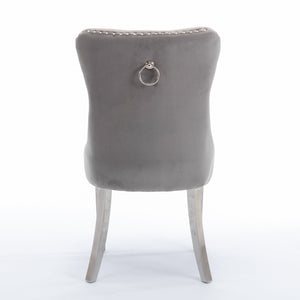 A&A Furniture Nikki Collection Modern Velvet Upholstered Dining Chairs - Set of 2
