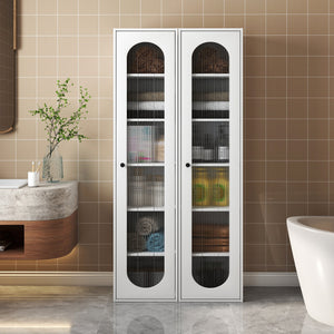 Tall Display Cabinet & Bookshelf with Glass Door