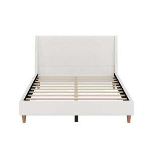 Upholstered Modern Platform Bed With Wingback Headboard