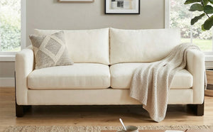 Modern Sofa Couch Stylish 3-Seater Sofa with Rubberwood Legs