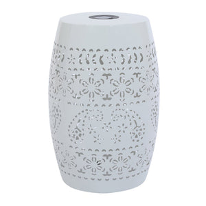 Solar Side Table with Built-in Solar Battery (White)