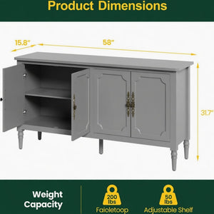 Vintage Buffet Cabinet With Adjustable Shelves