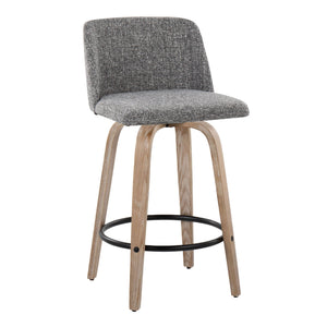 Toriano - Contemporary Fixed-Height Counter Stool & Swivel With Round Footrest (Set of 2)