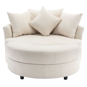 360° Swivel Accent Barrel Chair With Storage Ottoman & 4 Pillows, Modern Leisure Chair Round Accent For Living Room
