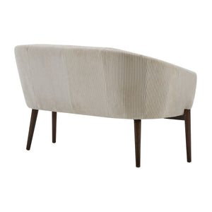 Corduroy Recessed Arm Loveseat (Beige + Walnut)