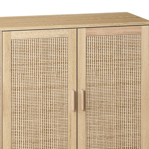 Elegant And Functional 4 Door Rattan Decorative Storage Cabinet