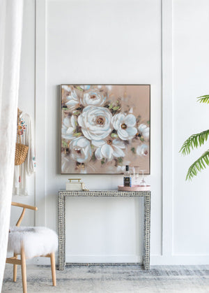 Square Framed Wall Art Flower Canvas Print, Home Decor For Living Room Kitchen Foyer Office - Multicolor