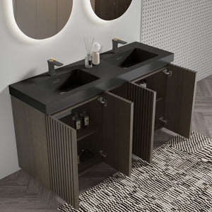 Galan 60" Smoked Oak Bathroom Vanity