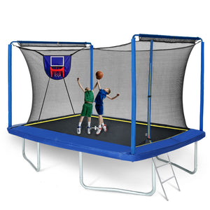 New YC 8ft by 12ft Rectangular Trampoline with Basketball Board and Ladder