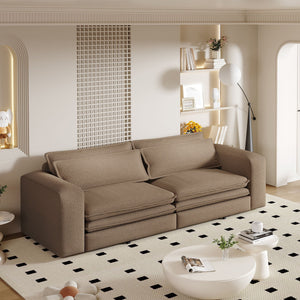 King Size Sleeper Pull Out Sofa Bed, 3 In 1 Convertible Chaise Lounge With 2 Pillows For Living Room - Camel