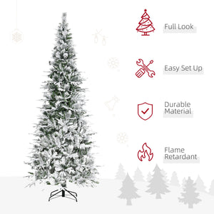 9' Snow Flocked Pine Artificial Christmas Tree with Easy Assembly - Unlit