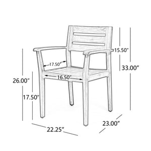 Stamford Dining Chairs Set of 2, Acacia Wood Patio Armchair