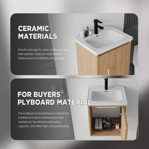 20 Inch Floating Bathroom Vanity with Sink, Soft-Close Door, Ceramic Sink, Plywood