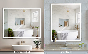 LED Bathroom Vanity Mirror Wall Mounted Adjustable / Warm / Natural Lights Anti-Fog Touch Switch With Memory Modern Smart Large Bathroom Mirrors