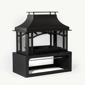 Fireplace, 50000 Btu Fire Pit, Wood Burning Chimney For Outside - Black