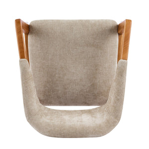 Indoor Upholstered Dining Chair Set of 2 - Oatmeal / Teak