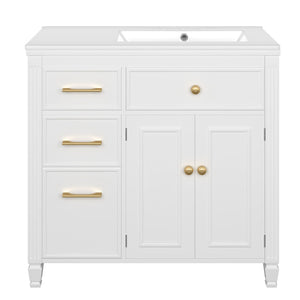 Modern Bathroom Vanity With Ceramic Sink, Freestanding