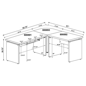 Ulloa - L Shaped Office Desk With Slide Out Keyboard Tray And Storage Drawers - Cappuccino