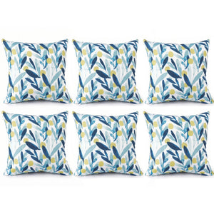 6 Pack Outdoor Pillow Covers - Coastal Leaves Design