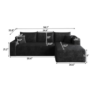 95" Cloud Sectional Sofa, Modern Minimalist Upholstered Couch