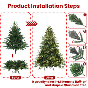7.5ft Pre-Lit Artificial Christmas Tree with 650 Warm Lights
