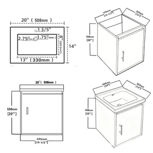 20 Inch Floating Bathroom Vanity with Sink, Soft-Close Door, Ceramic Sink, Plywood