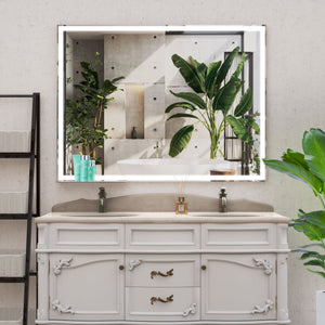 LED Bathroom Vanity Mirror Wall Mounted Adjustable / Warm / Natural Lights Anti-Fog Touch Switch With Memory Modern Smart Large Bathroom Mirrors
