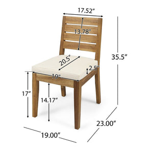 Outdoor 7 Piece Dining Set With Cushions - Sandblasted Natural / Beige