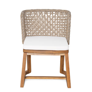 3-Piece Outdoor Dining Set with Teak Finish Acacia Wood Table & Wicker Chairs