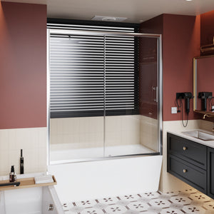 Single Sliding Shower Door For Bathtub With Handle - Chrome